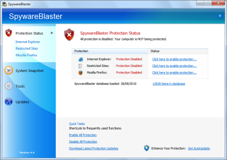 ������ ����� �� ������� ������ SpywareBlaster 4.4 Spyware Blaster[